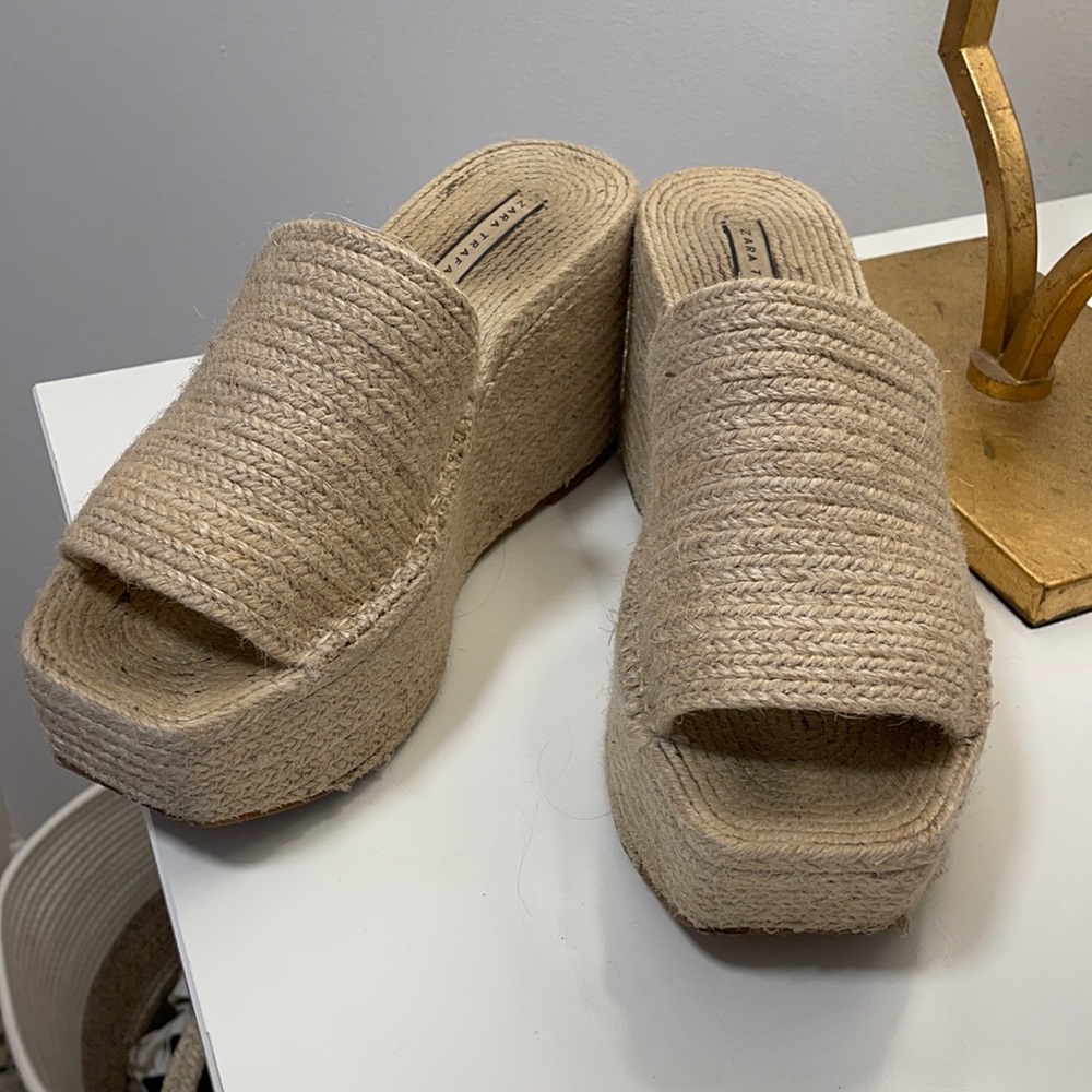 Zara Jute Raffia Straw Wicker Wedges